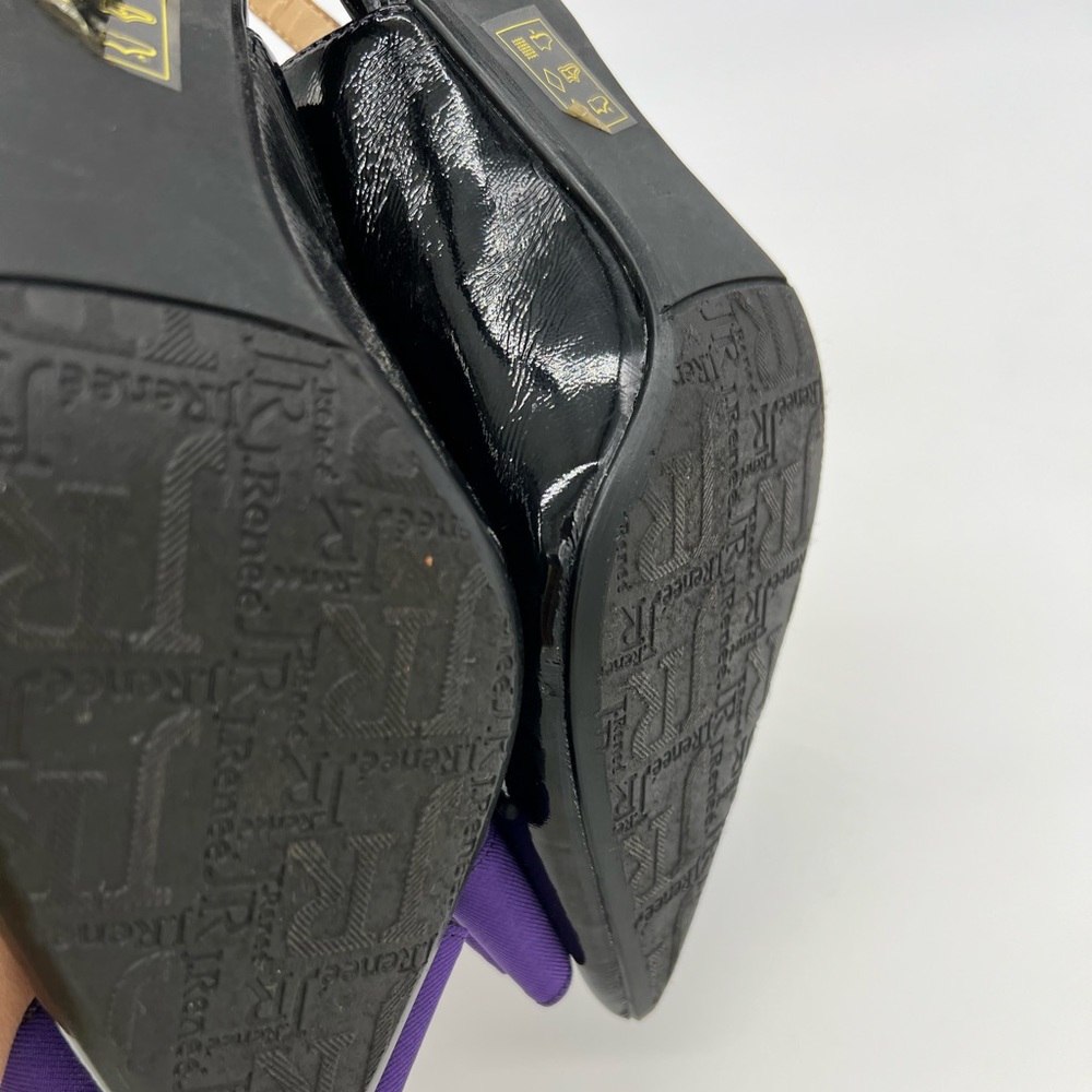 J Renee Marva Slingback Size 7 M Black Patent Leather Purple Bow - Picture 16 of 16